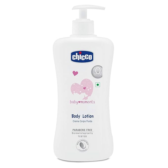 Chicco Baby Moments Body Lotion 500ml Sweet Almond Milk Vitamin E Fragrance Free for Newborn Sensitive Skin