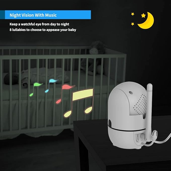 HelloBaby 5" Baby Monitor 30-Hour Battery Pan-Tilt-Zoom No WiFi 1000ft Range VOX 2-Way Talk