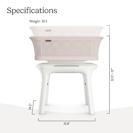UPPAbaby Soma Smart Bassinet Charlie Sand Mélange 2025 | MotionSync 5 Motions 5 Speeds Height Adjustable - Pun & Naya
