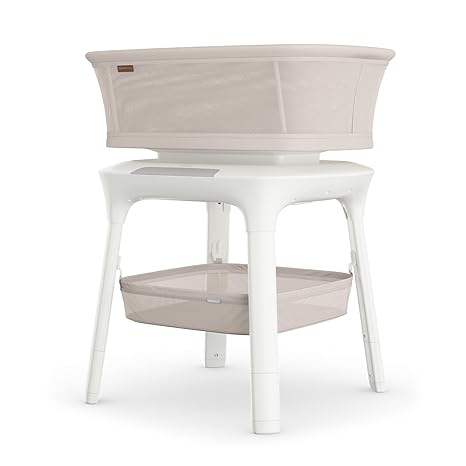 UPPAbaby Soma Smart Bassinet Charlie Sand Mélange 2025 | MotionSync 5 Motions 5 Speeds Height Adjustable - Pun & Naya