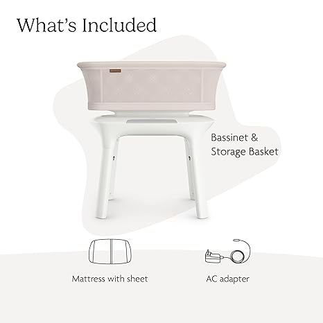 UPPAbaby Soma Smart Bassinet Charlie Sand Mélange 2025 | MotionSync 5 Motions 5 Speeds Height Adjustable - Pun & Naya