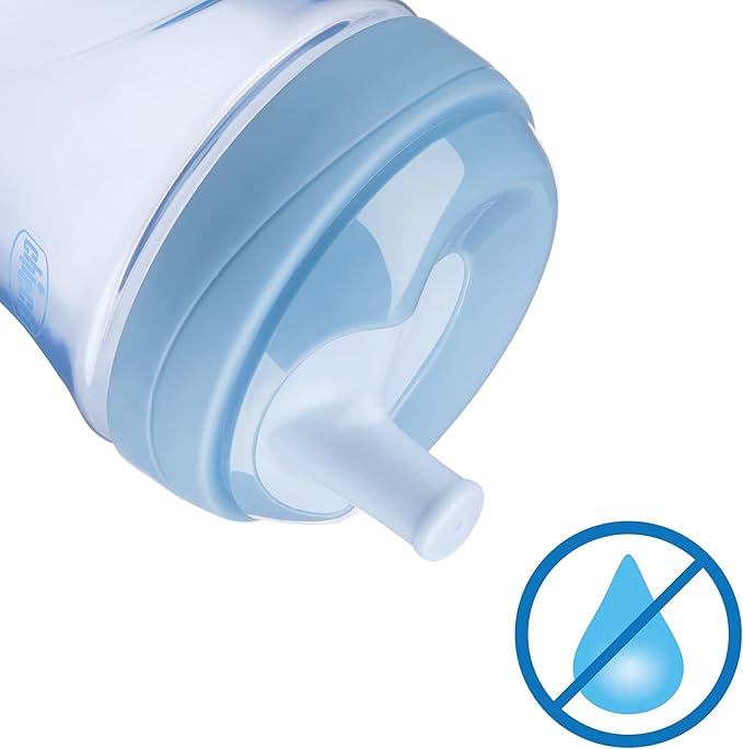 Chicco Sport Spout Trainer Sippy Cup 9oz 2-Pack Bite-Resistant Spill-Free 9+ Months Pale Blue/Teal