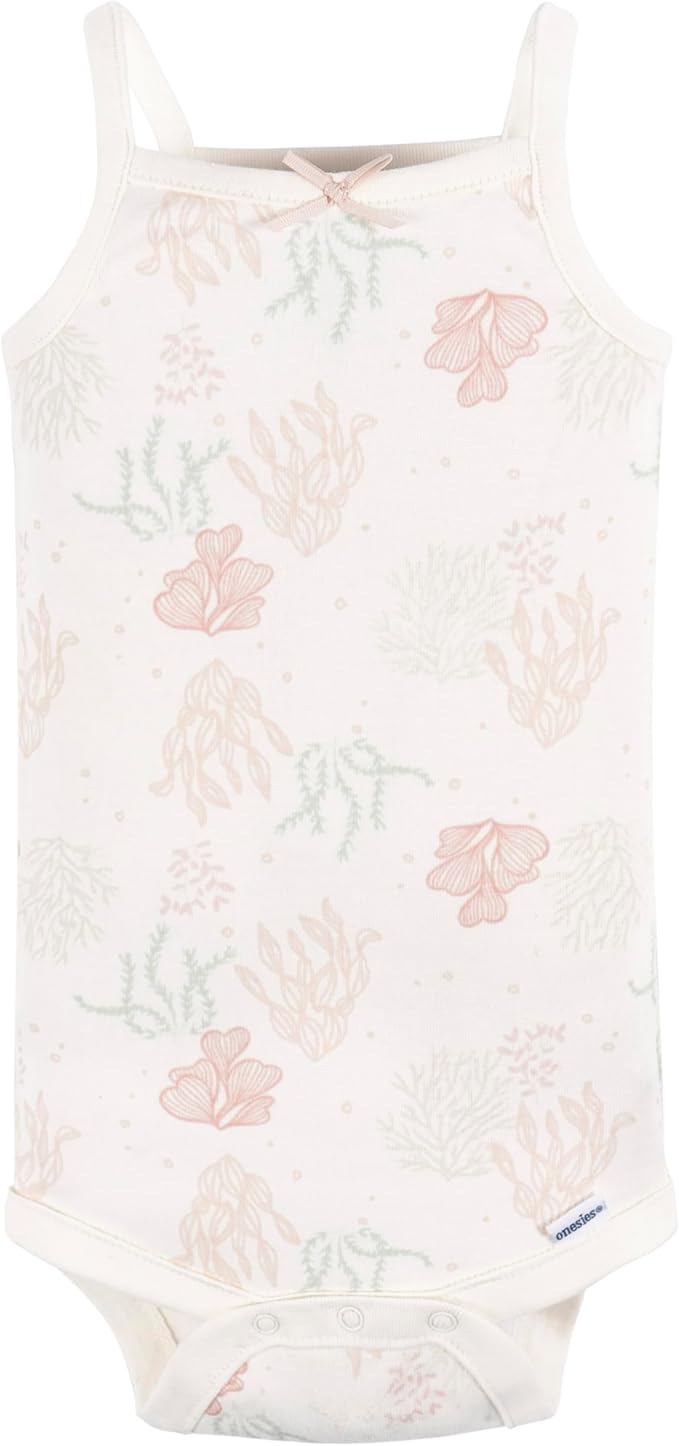 GERBER Baby Girls Sleeveless Onesies 4-Pack – Soft Cotton Basics for Everyday Comfort