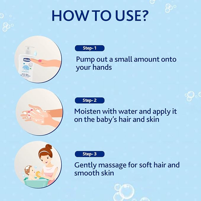 Chicco Baby Moments Gentle Body Wash & Shampoo 500ml No Tears Fragrance Free 99% Natural