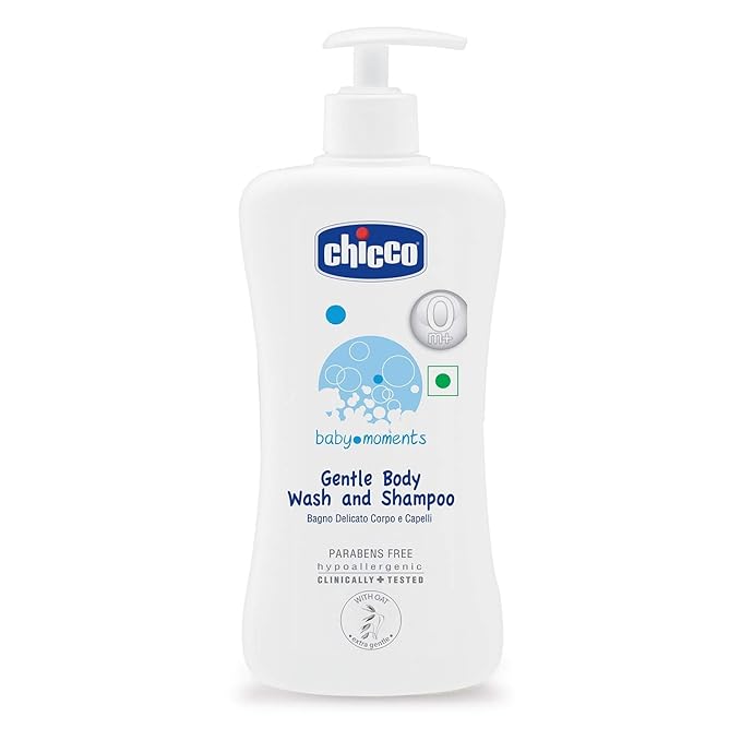 Chicco Baby Moments Gentle Body Wash & Shampoo 500ml No Tears Fragrance Free 99% Natural
