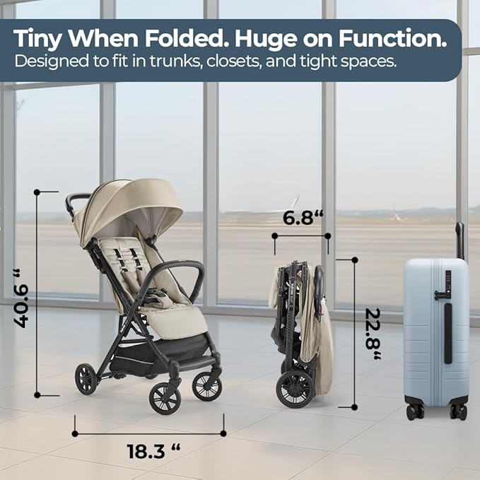 Inglesina Quid Stroller Alpaca Beige Compact One-Second Fold Cabin Approved Lightweight 3m-22kg