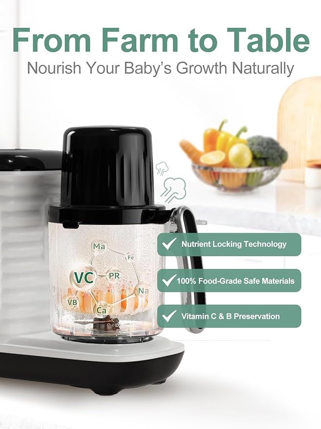 MOMYEASY Multifunction Baby Food Maker with Bottle Warmer | One-Step Auto Steam Blend Self-Cleaning Touch Panel - Pun & Naya