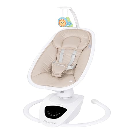 Baby Trend NuMotion Infinity Swing Dash Tan | 360° Rotating Seat 8 Motions Bluetooth Remote 2025 - Pun & Naya
