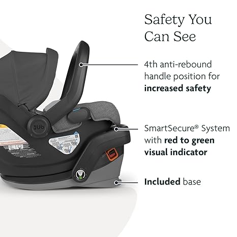 UPPAbaby Mesa V2 Infant Car Seat Greyson (Charcoal Mélange) + Base & Infant Insert | SmartSecure Easy Install - Pun & Naya