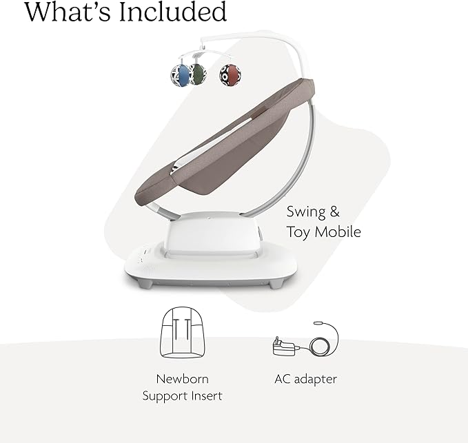UPPAbaby Mamaroo Smart Swing Wells Dark Taupe MotionSync Bluetooth Newborn Insert