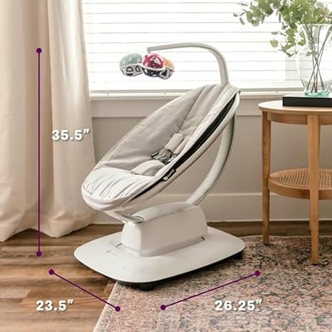 4moms MamaRoo Multi-Motion Baby Swing Grey 2025 | Bluetooth 5 Motions App Control Newborn to 25 lbs - Pun & Naya