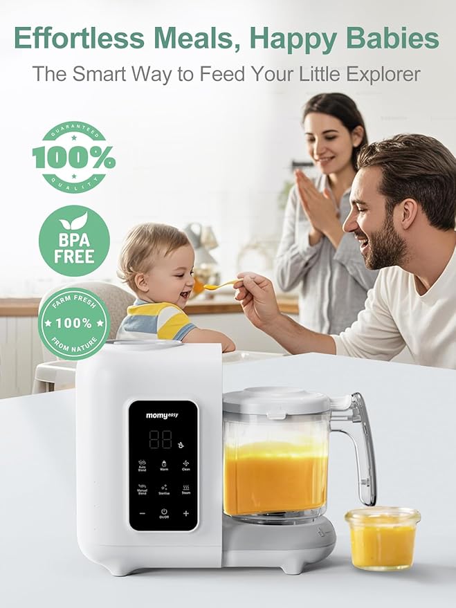 MOMYEASY Baby Food Maker | One-Step Auto Steam Blend Self-Cleaning Touch Panel BPA-Free - Pun & Naya