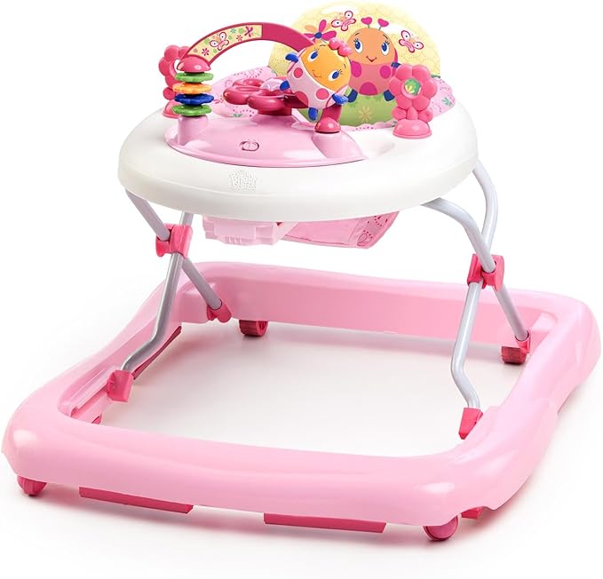 Bright Starts Walk-A-Bout Walker – Juneberry Delight | Adjustable Baby Walker with Music & Toys