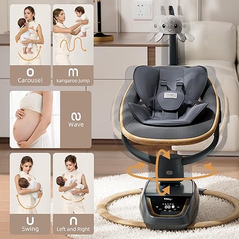 Trimigo 2-in-1 Electric Baby Swing | 180° Adjustable 3D Motion 5 Modes 4 Speeds Remote Convertible Toddler - Pun & Naya