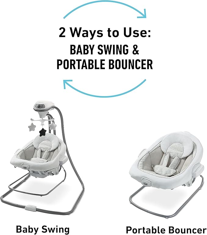Graco DuetConnect LX Swing & Bouncer Redmond | Multi-Direction 6 Speeds Portable 2-in-1 - Pun & Naya