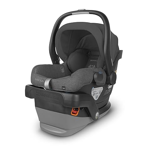 UPPAbaby Mesa V2 Infant Car Seat Greyson (Charcoal Mélange) + Base & Infant Insert | SmartSecure Easy Install - Pun & Naya