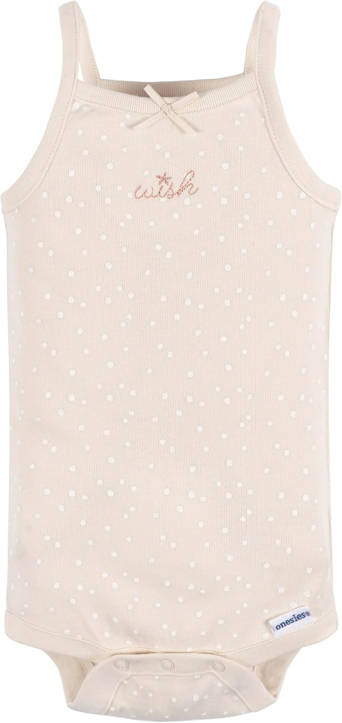 GERBER Baby Girls Sleeveless Onesies 4-Pack – Soft Cotton Basics for Everyday Comfort