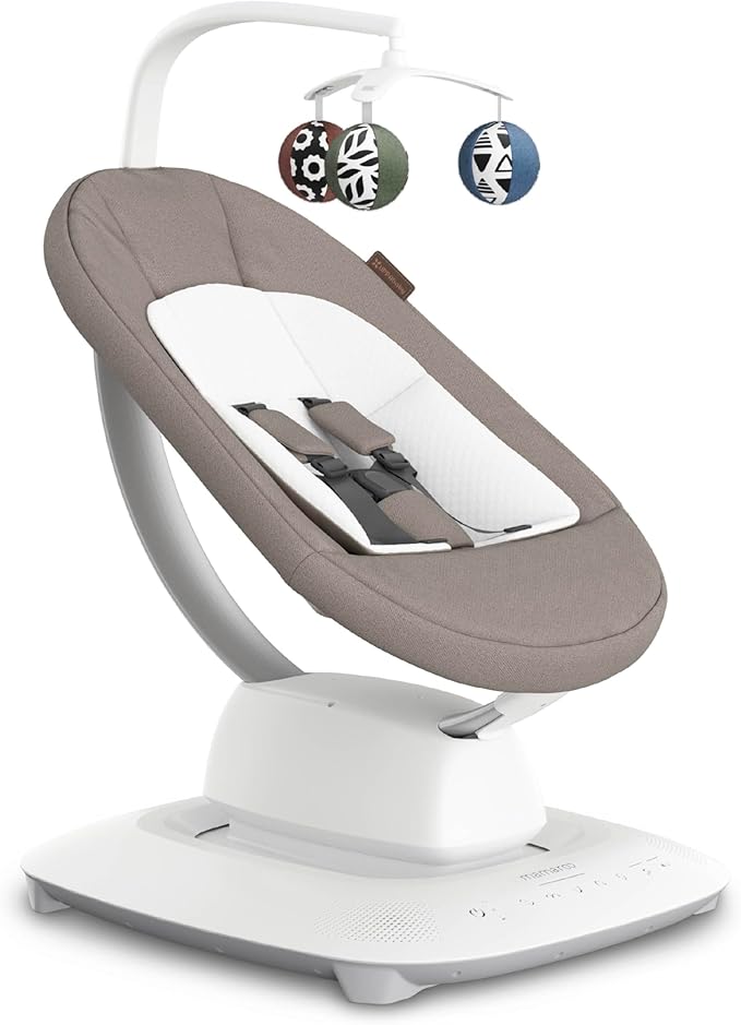 UPPAbaby Mamaroo Smart Swing Wells Dark Taupe MotionSync Bluetooth Newborn Insert