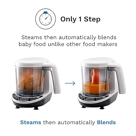 Baby Brezza One Step Food Maker Deluxe White + 3 Pouches & Funnels | Auto Steam Blend Dishwasher Safe - Pun & Naya