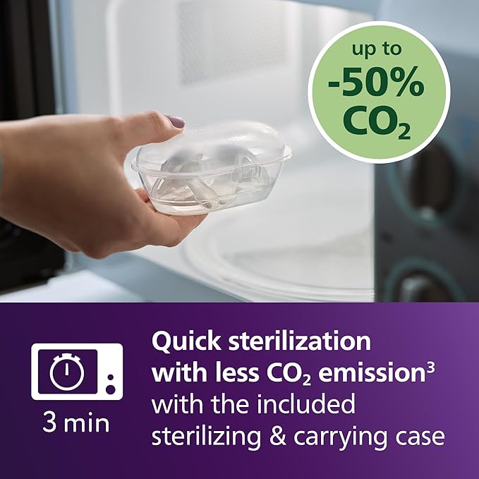 Philips Avent Ultra Soft Pacifier 0-6 Months 4-Pack with 2 Sterilizing Cases Orthodontic BPA-Free SCF091/49