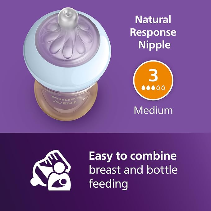 Philips Avent PPSU Natural Baby Bottles 9oz 2-Pack Flow 3 Nipple with Decoration SCY943/02