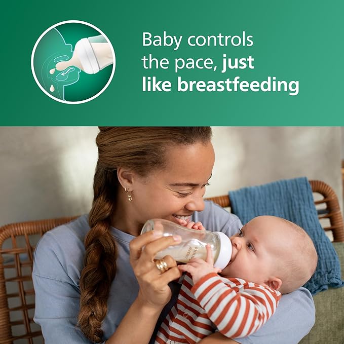 Philips Avent Natural Glass Baby Bottles 8oz 4-Pack Flow 3 Nipple for 3+ Months Anti-Colic Premium Borosilicate