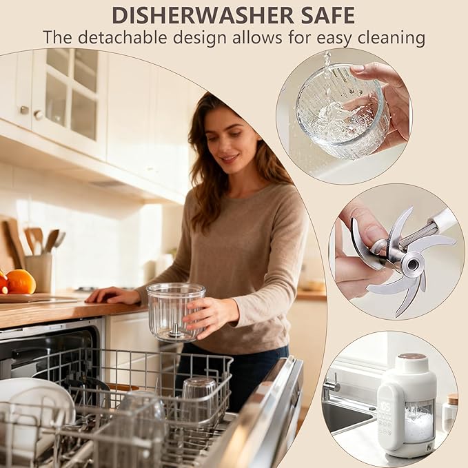 Glass Baby Food Maker White 12oz | Non-Plastic Steamer Blender 6 Stainless Blades Self-Clean Timer - Pun & Naya