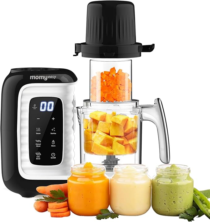 MOMYEASY Multifunction Baby Food Maker with Bottle Warmer | One-Step Auto Steam Blend Self-Cleaning Touch Panel - Pun & Naya