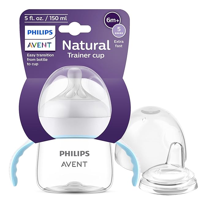 Philips Avent Natural Trainer Cup 5oz with Flow 5 Nipple & Soft Spout SCF263/01 for 4+ Months