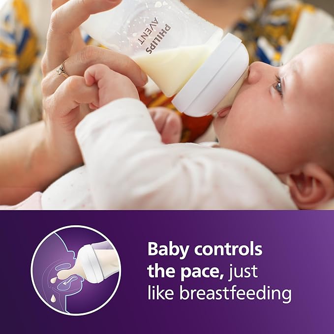 Philips Avent Natural Response Baby Bottles 9oz 4-Pack Flow 3 Nipple for 3+ Months Anti-Colic BPA-Free