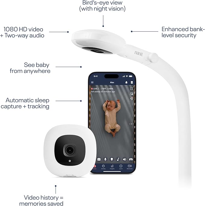Nanit Pro Smart Baby Monitor – 1080p Wi-Fi Camera, Smart Alerts, Night Vision & 2-Way Audio