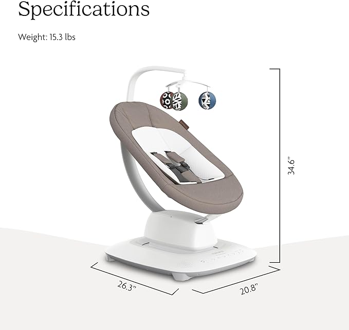 UPPAbaby Mamaroo Smart Swing Wells Dark Taupe MotionSync Bluetooth Newborn Insert