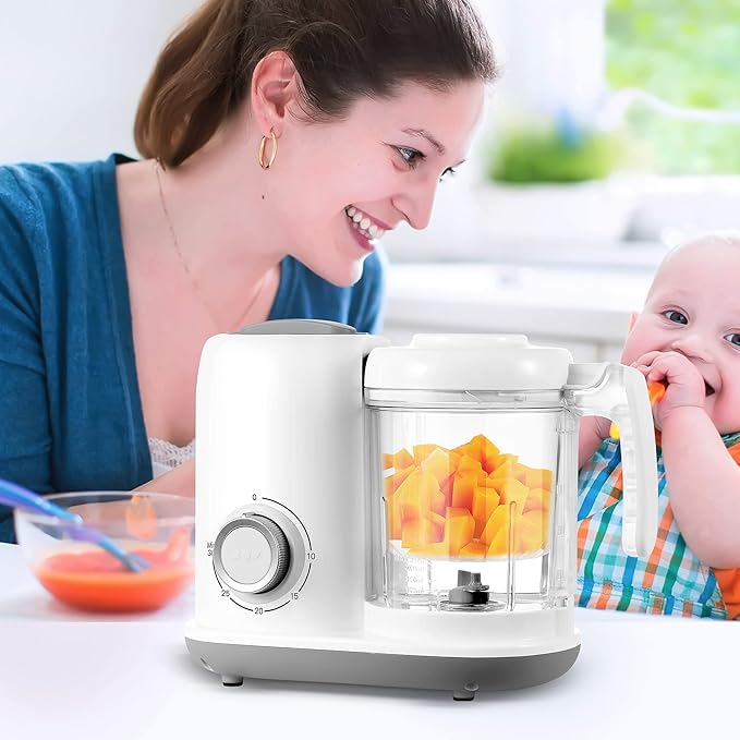 4-in-1 Baby Food Maker – Steamer, Blender, Reheat & Warm | Dishwashable & White