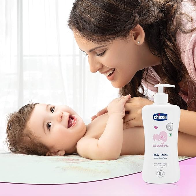 Chicco Baby Moments Body Lotion 500ml Sweet Almond Milk Vitamin E Fragrance Free for Newborn Sensitive Skin