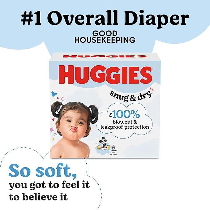 Huggies Snug & Dry Size 1 Diapers 8-14 lbs 128 Count Wetness Indicator Leakproof