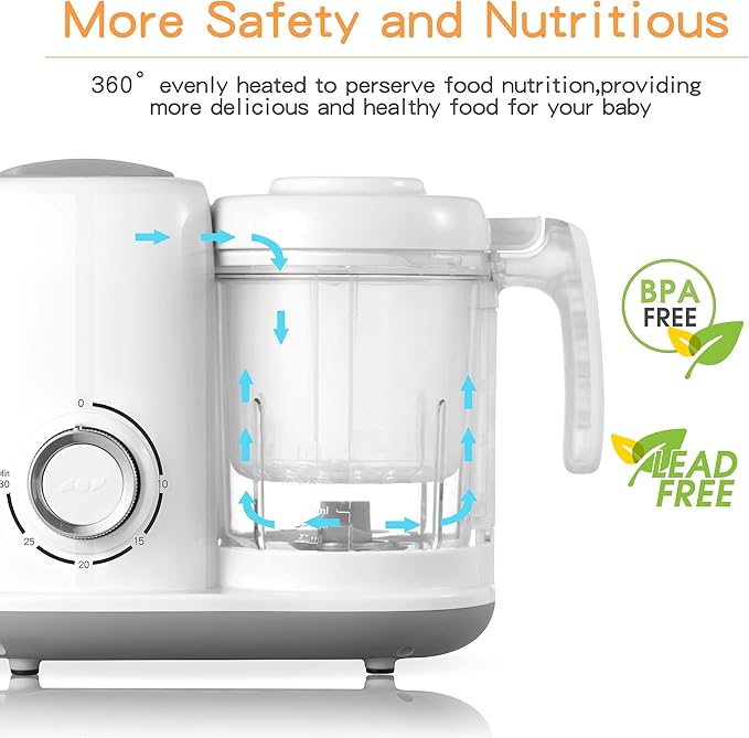 4-in-1 Baby Food Maker – Steamer, Blender, Reheat & Warm | Dishwashable & White