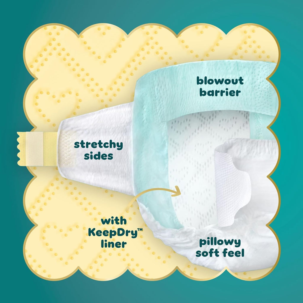 Pampers Swaddlers Size 1 Diapers (8–14 lbs), 198 Count — Soft, Absorbent & Skin-Safe | Pun & Naya