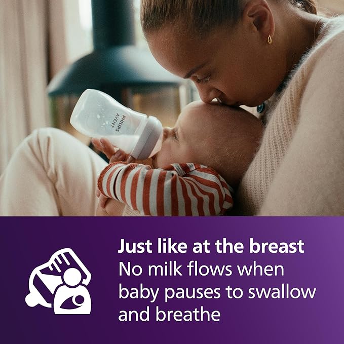 Philips Avent Natural Response Baby Bottles 9oz 4-Pack Flow 3 Nipple for 3+ Months Anti-Colic BPA-Free