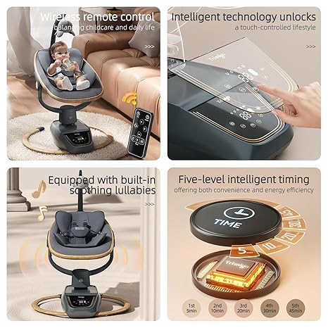 Trimigo 2-in-1 Electric Baby Swing | 180° Adjustable 3D Motion 5 Modes 4 Speeds Remote Convertible Toddler - Pun & Naya