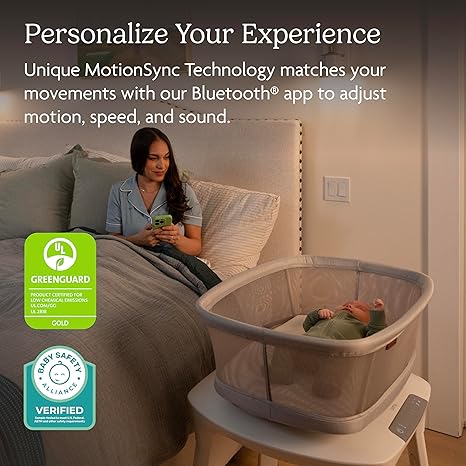 UPPAbaby Soma Smart Bassinet Charlie Sand Mélange 2025 | MotionSync 5 Motions 5 Speeds Height Adjustable - Pun & Naya