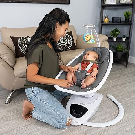 Baby Trend NuMotion Infinity Swing Dash Tan | 360° Rotating Seat 8 Motions Bluetooth Remote 2025 - Pun & Naya