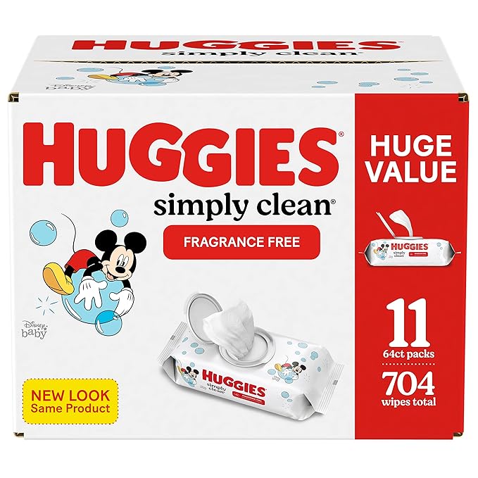 Huggies Simply Clean Unscented Baby Wipes Flip-Top Packs 11 x 64 = 704 Count