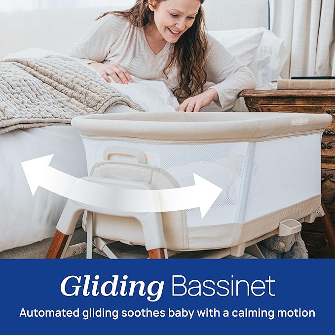 Chicco LullaGlide Plus Electronic Gliding Bassinet Serene Beige | Portable 3-in-1 with Vibration & Sounds - Pun & Naya