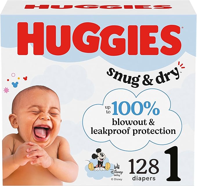 Huggies Snug & Dry Size 1 Diapers 8-14 lbs 128 Count Wetness Indicator Leakproof