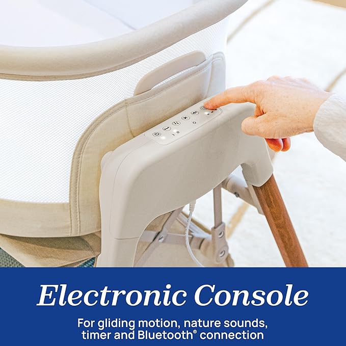 Chicco LullaGlide Plus Electronic Gliding Bassinet Serene Beige | Portable 3-in-1 with Vibration & Sounds - Pun & Naya