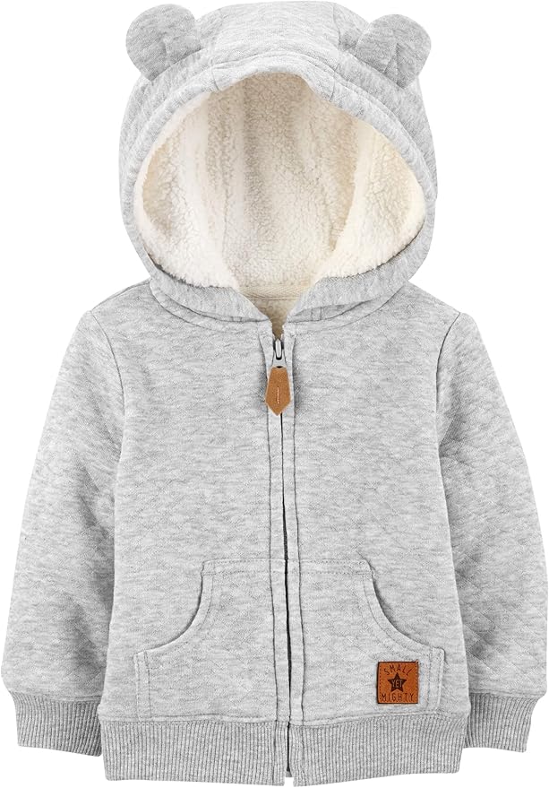 Simple Joys by Carter’s Baby Hooded Sweater Jacket with Sherpa Lining – Cozy, Soft & Warm Outerwear for Infants