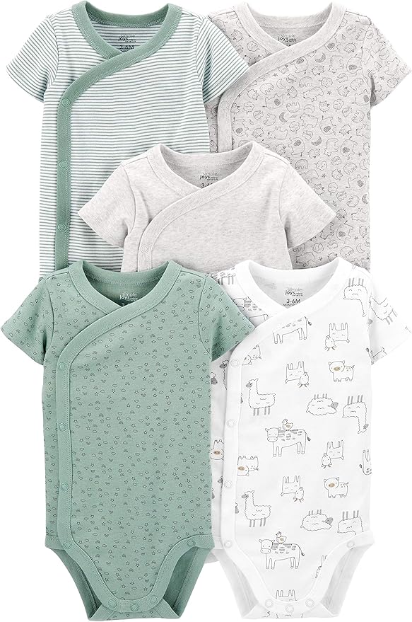 Simple Joys by Carter’s 5-Pack Side Snap Bodysuits – Soft Cotton Newborn Essentials
