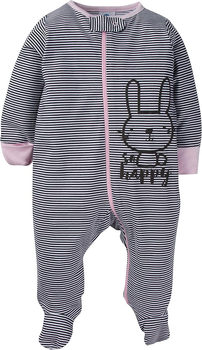 Gerber Baby Girls' 4 Pack Sleep 'N Play Footie – Soft Cotton, Easy-Change, Cozy for Day & Night