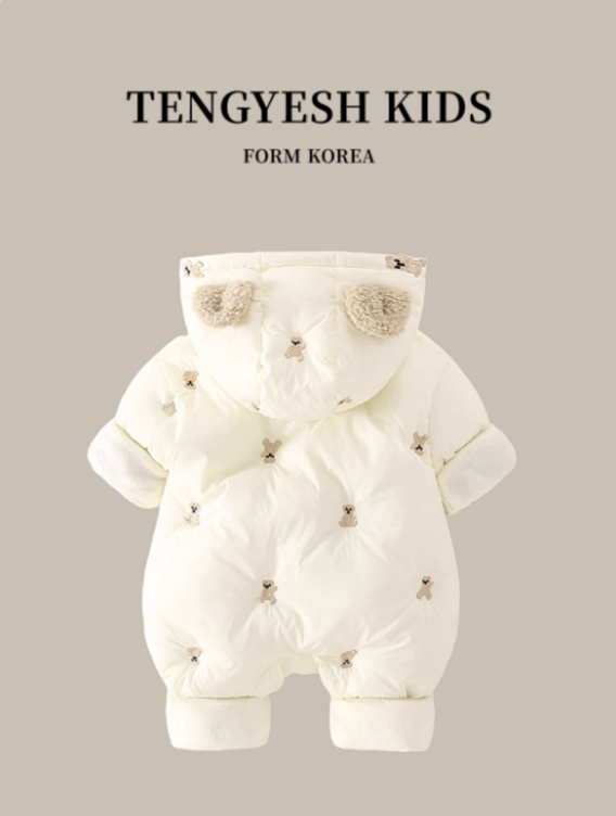 TENGYESH Winter Baby Fleece-Lined Jumpsuit | Warm Padded Hooded Romper for Infants & Toddlers – Pun & Naya