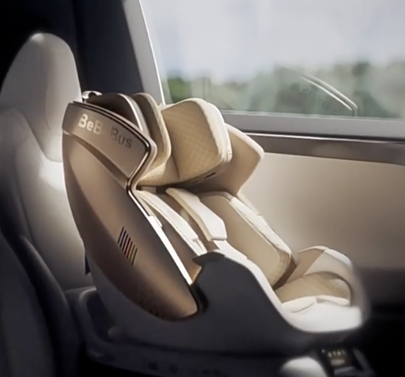 BeBeBus Space Capsule Baby Car Seat | 0-7 Years Smart 360° Rotating Seat with Ventilation & i-Size Safety (Little Golden Shield / White Shield)